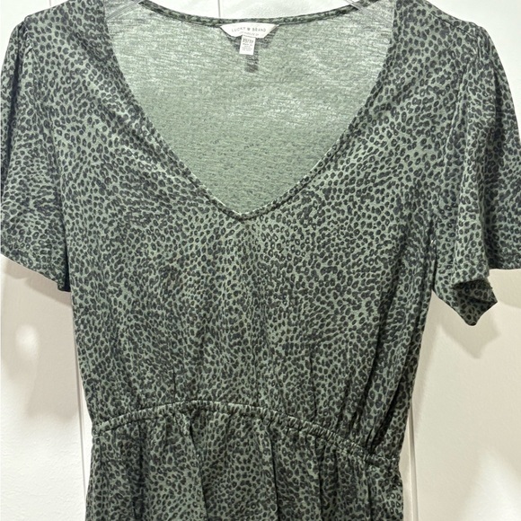 Lucky Brand 🍀 Women’s V Neck  T-shirt Size XS Green Leopard Print - Picture 1 of 4